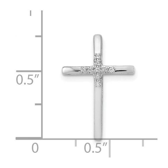 Kazi Luxury 14k White Gold 03ct Diamond Cross Chain Slide